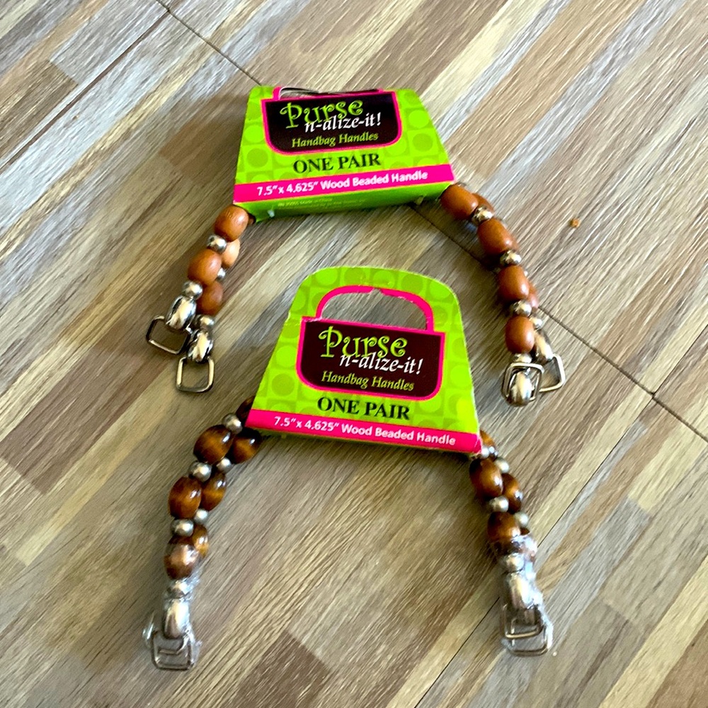 Wood & Metal Beaded Purse Handles